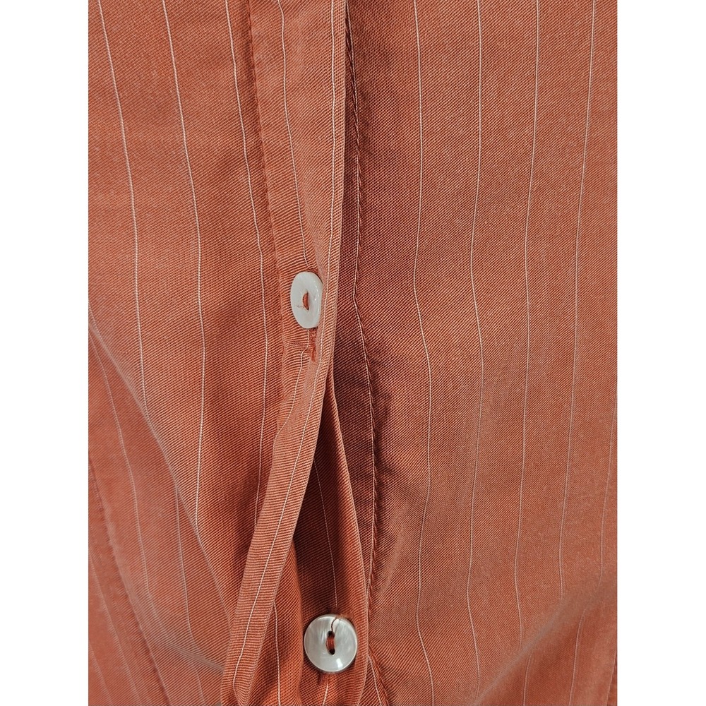 Mango Coral Orange Striped Shirt Midi Dress Womens 4 - Picture 6 of 9